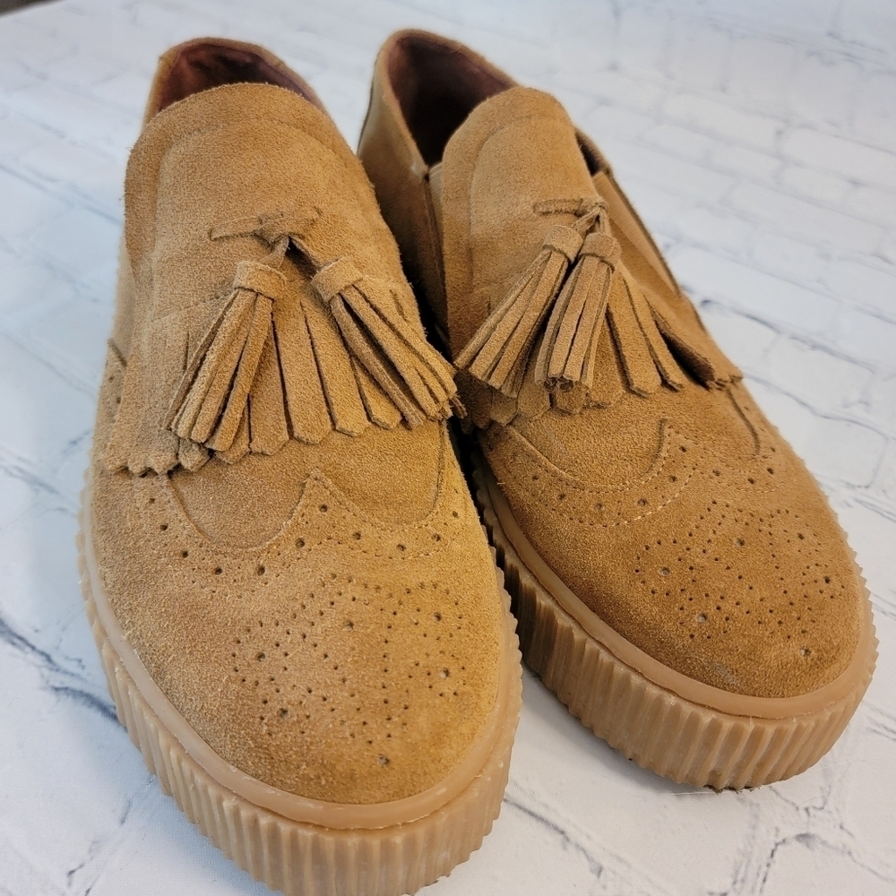 Oxigeno Slip On Suede Chunky Tassle Shoes Size 39